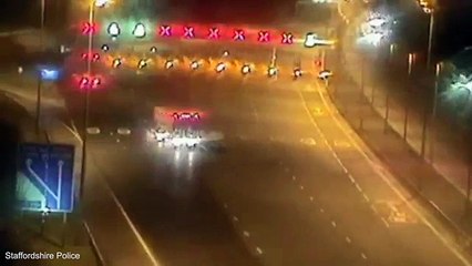 DRUNK lorry driver reverses down busy M6 toll road