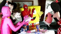 MINNIE MOUSE Surprise Birthday Party w- Giant Egg Spiderman SpongeBob & Mickey Mouse Captain America