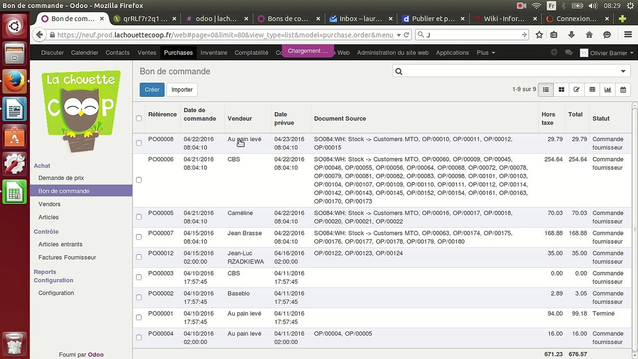 LCC - Réception produits fournisseurs