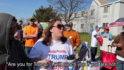 Un Noir Américain propose des câlins à des pro Donald Trump pendant leur rassemblement