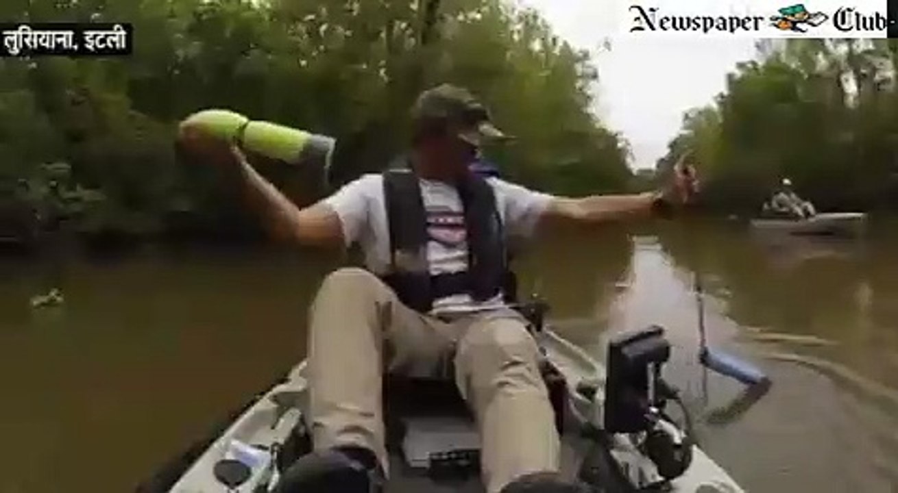 during fishing crocodile has come