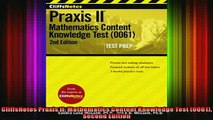 READ book  CliffsNotes Praxis II Mathematics Content Knowledge Test 0061 Second Edition  FREE BOOOK ONLINE