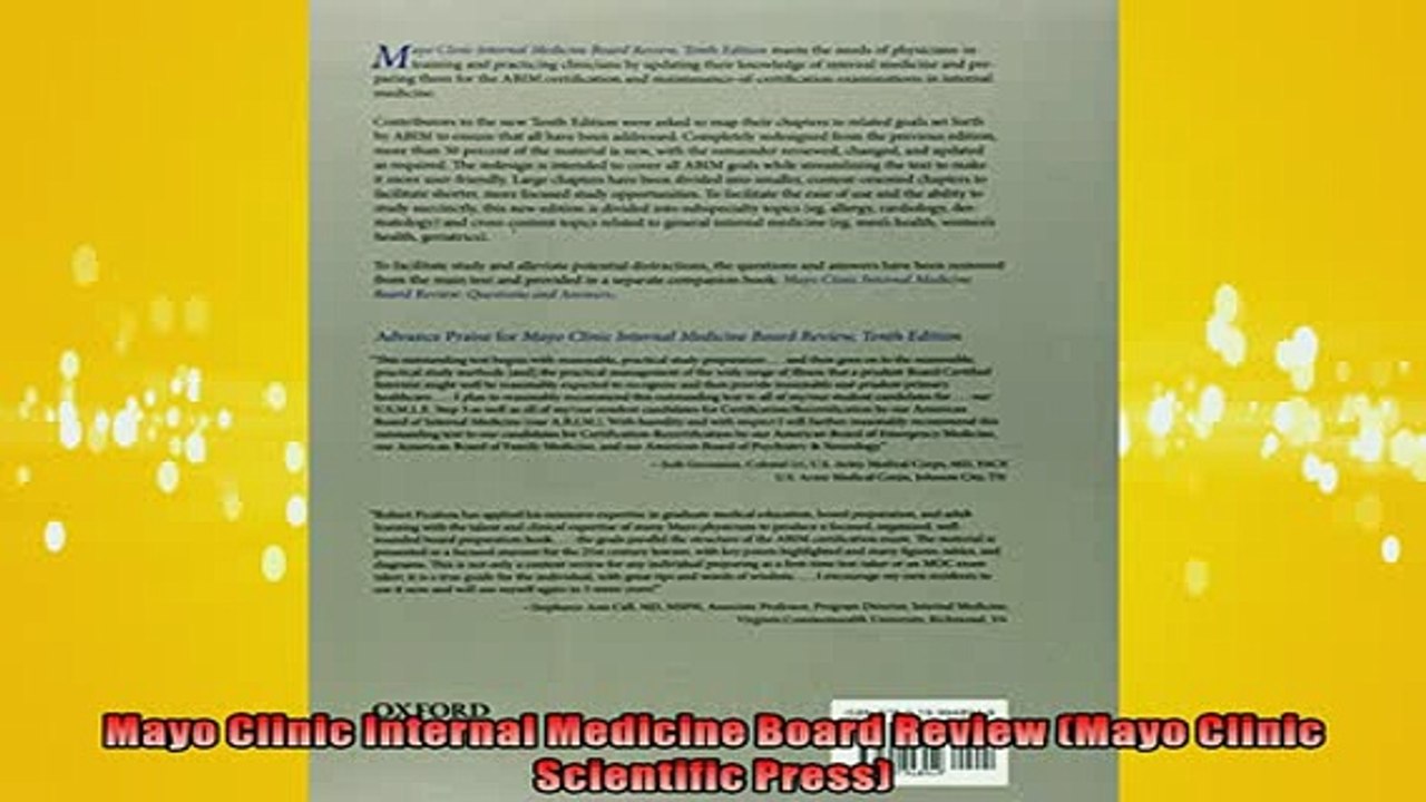 FREE DOWNLOAD  Mayo Clinic Internal Medicine Board Review Mayo Clinic Scientific Press  BOOK ONLINE