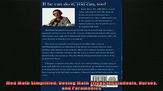 EBOOK ONLINE  Med Math Simplified Dosing Math Tricks for Students Nurses and Paramedics  FREE BOOOK ONLINE