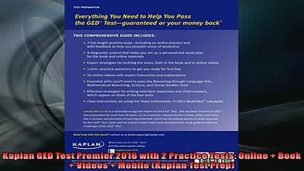 FREE PDF  Kaplan GED Test Premier 2016 with 2 Practice Tests Online  Book  Videos  Mobile  FREE BOOOK ONLINE