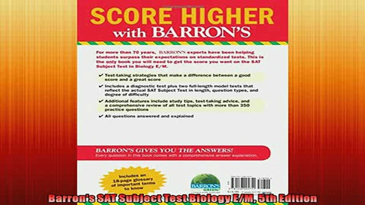 FREE DOWNLOAD  Barrons SAT Subject Test Biology EM 5th Edition READ ONLINE