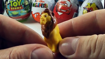 12 Surprise Eggs Unboxing Kinder Surprise, Cars, Kinder Joy, Toy Story, Lion King.