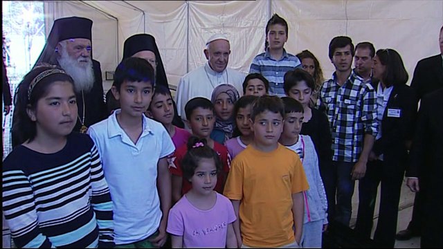Pope tells migrants on Lesbos island not to lose hope