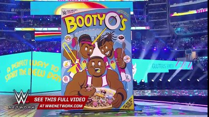 The New Day pops out of a giant box of  Booty-Os  cereal  WrestleMania 32 on WWE Network