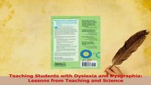 Download  Teaching Students with Dyslexia and Dysgraphia Lessons from Teaching and Science PDF Online