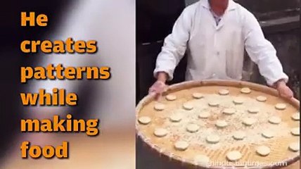Chef creates unique patterns with food