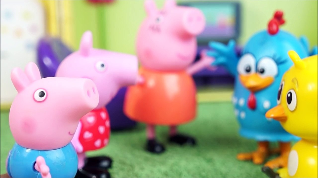 Pig George da Família Peppa Pig Recebe a Visita da Galinha P