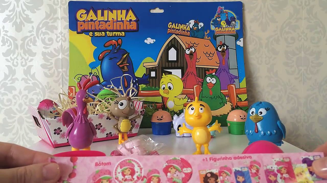 Galinha Pintadinha Eggs Surprises Kinder Ovos Surpresas brinquedos baratinha play doh kids toys