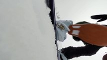 She films herself snowboarding down the mountain. But watch what appears behind her… OMG!