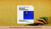 PDF  The Handbook of Korean Linguistics Download Full Ebook