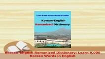 PDF  KoreanEnglish Romanized Dictionary Learn 9000 Korean Words in English Download Online