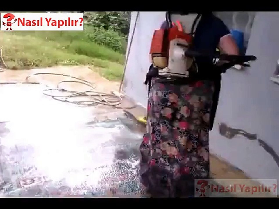 Çim biçme makinesini modifiye ederek halı yıkama makinesi yapmak