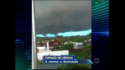 Tornado causa destruição no Uruguai