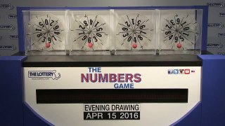 Evening Numbers Game Drawing: Friday, April 15, 2016