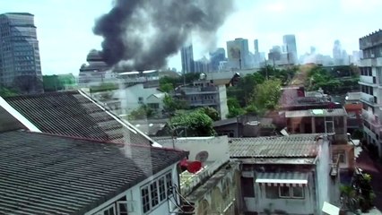 Thai Stock Exchange burning down in Klong Toey, Bangkok, Thailand