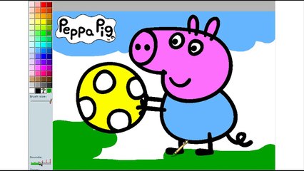 Раскраска Свинка Пеппа - Джордж играет с мячём - Peppa Pig Online Coloring Pages