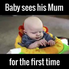 Baby sees his Mum face for the first time