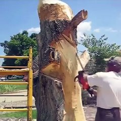 Wood carving - Foxes