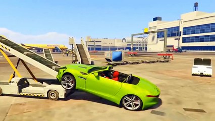 GTA V COLOR Cars Cartoon with Spiderman! Real Jaguar for Kids Fun Superhero Movie Nursery Rhymes...