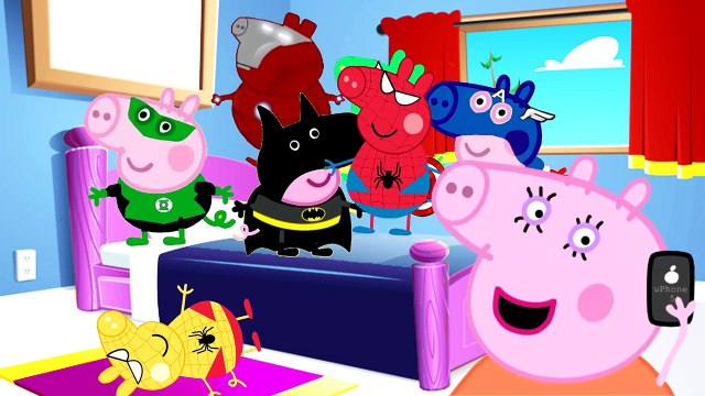 7 Little Peppa Jumping on The Bed | Spiderman Ironman Peppa pig | Nursery Rhymes songs for children