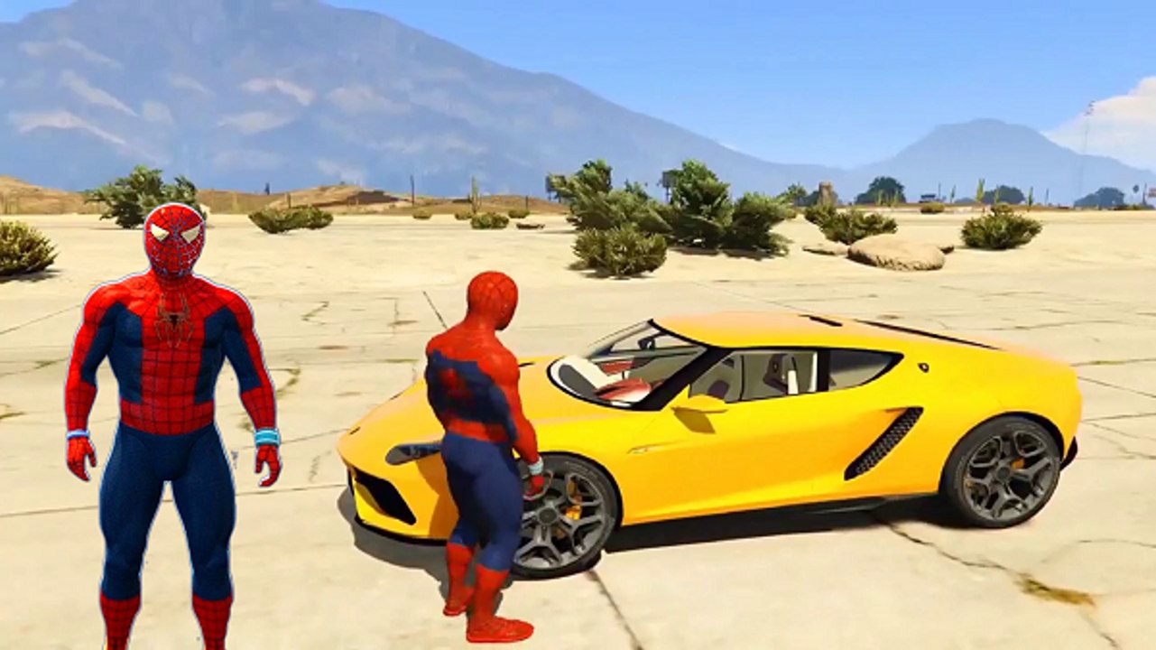GTA V Lamborghini COLOR Cars for Kids Cartoon with Spiderman! Fun Superhero Movie Nursery Rhymes Songs Cartoon Play Game - Abc Alphabet Songs - Episode Three FX