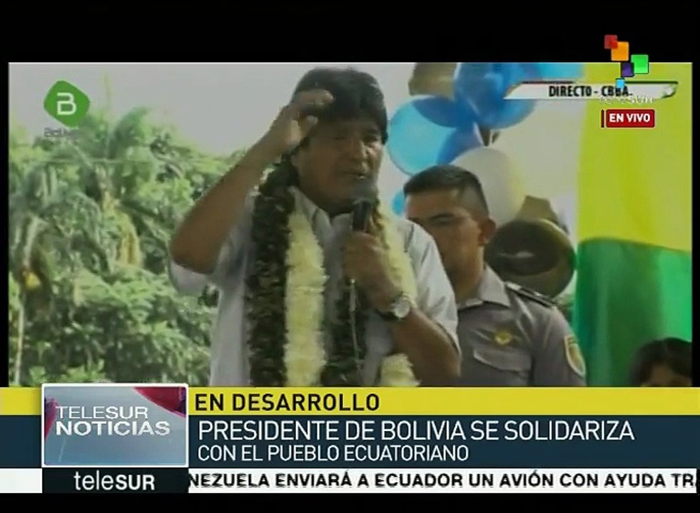 Evo Morales se solidariza con Ecuador tras terremoto
