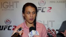 Joanna Jedrzejczyk media scrum at EA UFC 2 launch in Las Vegas