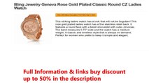 Bling Jewelry Geneva Rose Gold Plated Classic Round CZ Ladies Watch