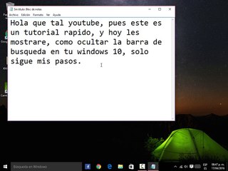 Como quitar la Barra de busqueda, en windows 10