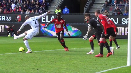 Bord terrain 2e But Jimmy Briand et joie guingampaise à Rennes
