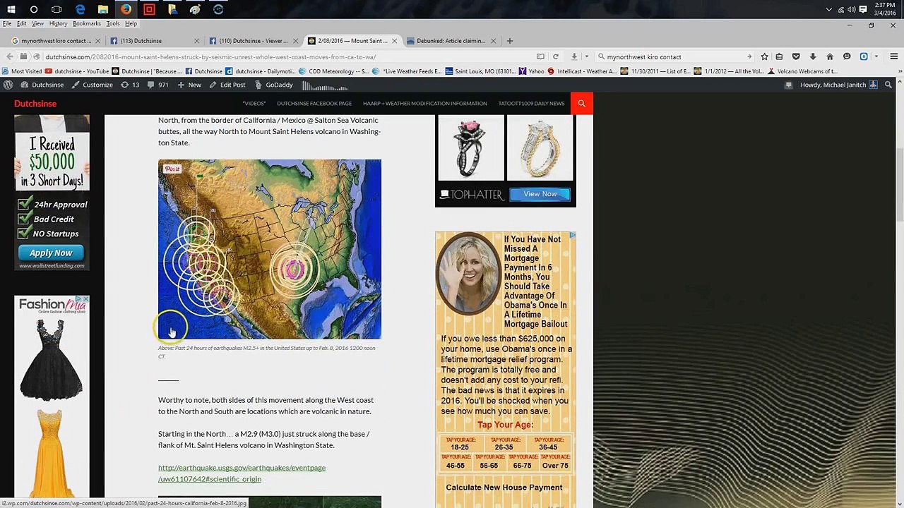 3/05/2016 Dutchsinse calls media ! Smeared by CBS News / PNSN + USGS over Mt. Saint Helens