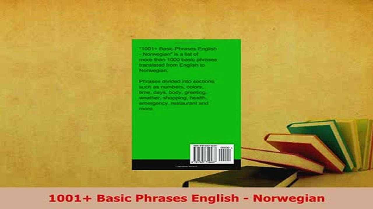 PDF  1001 Basic Phrases English  Norwegian Download Full Ebook