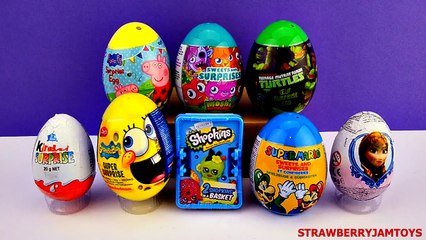 下载视频: Giant Play Doh - Kinder Surprise Shopkins Frozen Peppa Pig Spongebob TMNT 2016 - Surprise Eggs