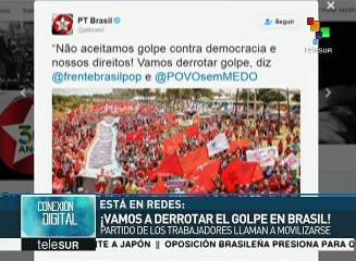 Rechaza PT de Brasil en redes sociales golpe de Estado a presidenta