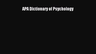 Read APA Dictionary of Psychology Ebook Free