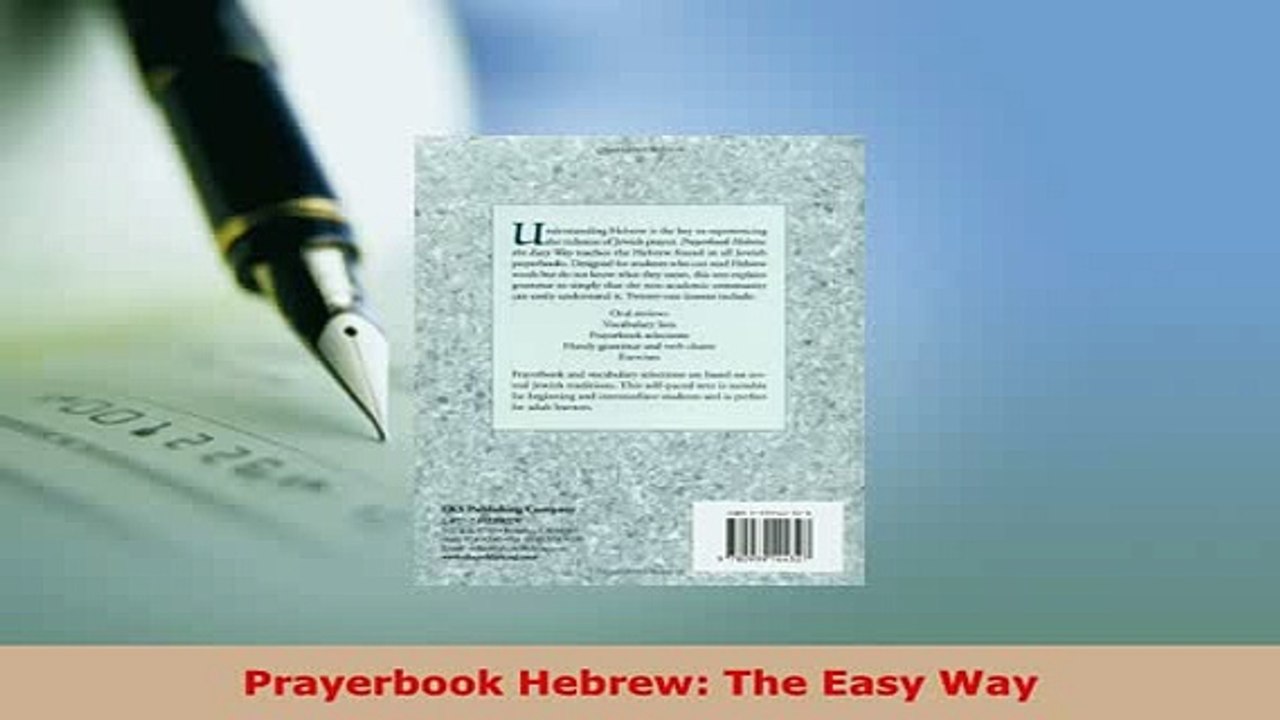 Prayerbook Hebrew The Easy Way