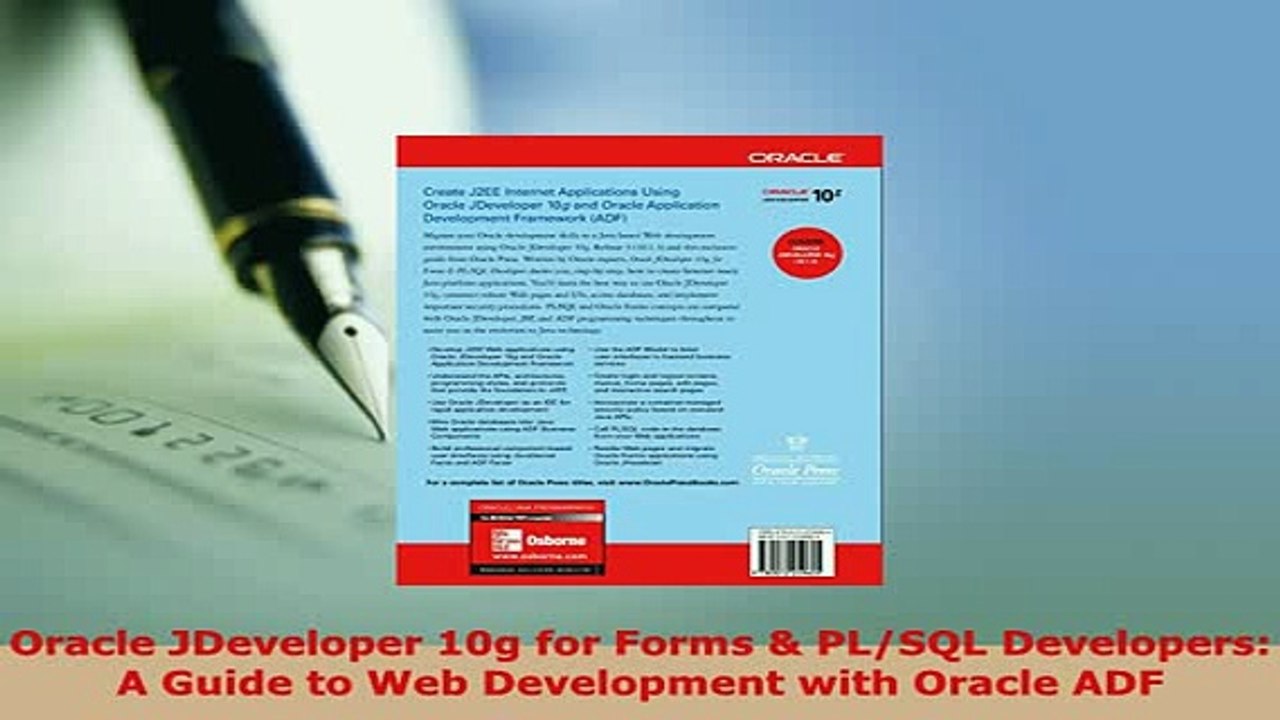PDF  Oracle JDeveloper 10g for Forms  PLSQL Developers A Guide to Web Development with Download Full Ebook