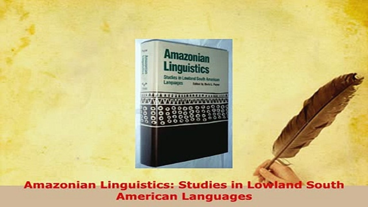 PDF  Amazonian Linguistics Studies in Lowland South American Languages Download Online