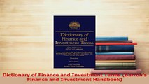 Pdf Dictionary Of Finance And Investment Terms Barrons - 