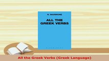PDF  All the Greek Verbs Greek Language Download Full Ebook