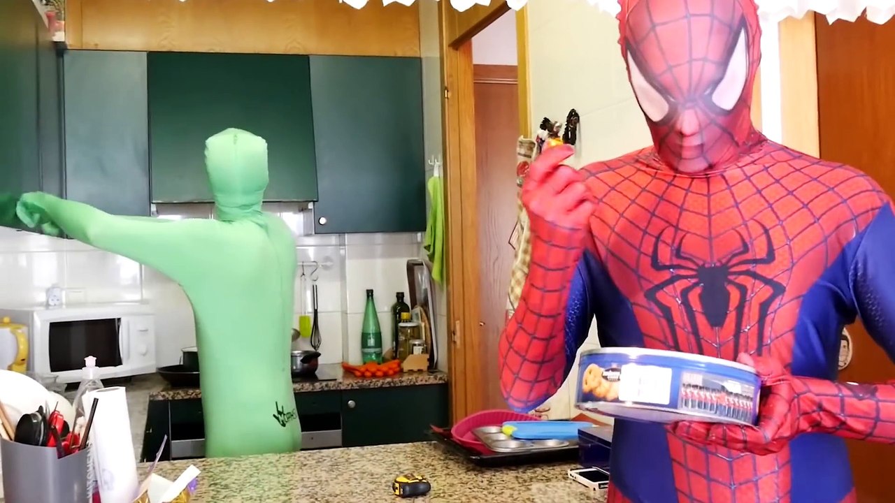 SPIDERMAN VS GREEN ALIEN! Aliens Invasion! Funny Superhero In Real Life