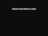 Read History and Culture in Italy Ebook Free