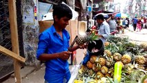 pineapple slicing - dhaka street food