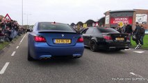 2x BMW M5 E60 V10 w_ Eisenmann Race Exhaust - INSANE BURNOUT!!