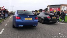 2x BMW M5 E60 V10 w_ Eisenmann Race Exhaust - INSANE BURNOUT!!
